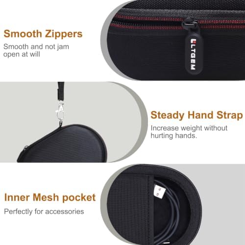 L LTGEM Mouse Case Compatible with Razer DeathAdder V4 Pro Wireless Gaming Mouse, Office Travel Carrying Storage Bag - Black(Case Only) - 2
