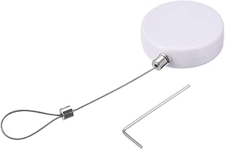 MECCANIXITY Round Retractable Cable Lock with Self-Adhesive, Remote Control Security Lock Anti-Lost Rope Hardware Cable Lock 600g Tensile Force White