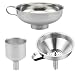 3 Pieces Funnel Durable Stainless Steel Kitchen Funnels with Strainer-Ideal for Transferring of Spices Liquid Powder Bean jam Canning Dishwasher Safe Funnels Set