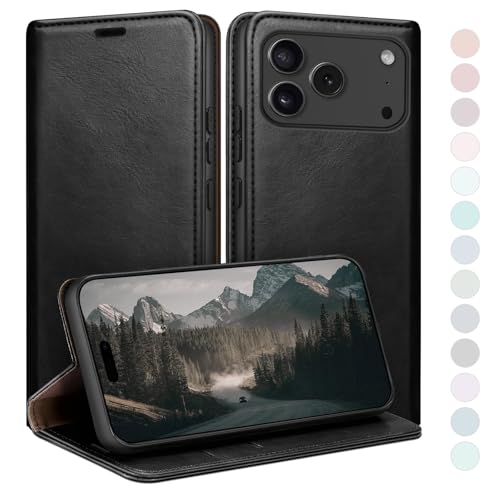 Étui iPhone 17 Pro Max en cuir premium HUOUH clapet portefeuille haute qualité