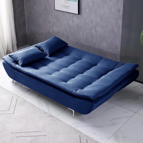 Image of Dr Smith Velvet Seater Wooden Frame Sofa Cum Bed Living Room - Dark Blue Color