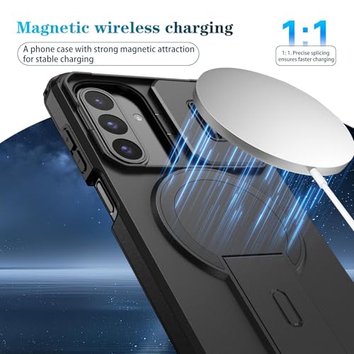 Image of ShieldTech MagStand Series Case for Samsung Galaxy A16 5G, Mobile Phone Cover with Sliding Camera Shield, Mag-Safe, Kickstand, Shockproof for Samsung Galaxy A16 5G - Black