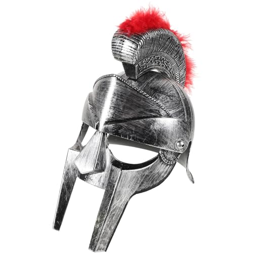 Casque romain argenté avec masque pour cosplay européen et théâtre