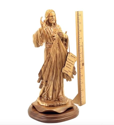 Estatua Divina Misericordia tallada en madera miniatura 2