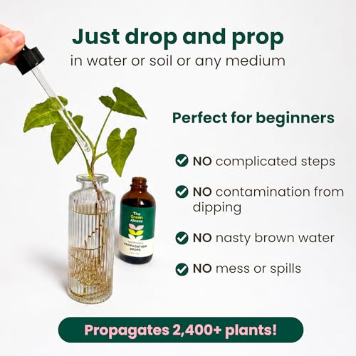 Image of Propogation Drops by The Green Alcove | Rooting Hormone for Cuttings in Water and Soil, Includes 2 Types of Hormones and Added Vitamins for Root Growth (4 fl oz)