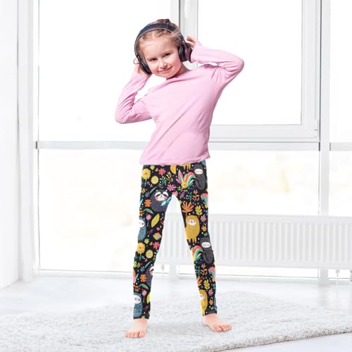 Cartoon Sloth Flower Rainbow Girls Casual Leggings for Kids Printed Long Pant Bottoms Stretch and Soft4