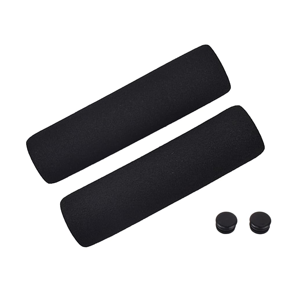 Elnwnnkc 1 Pair Bicycles Handlebar Grip Soft Sponge Cover Bike Handle Grip Cover Cycling Handle Grips with End