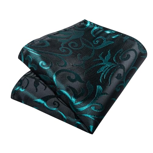 Image of DiBanGu Silk Floral Ties for Men Woven Paisley Necktie and Tie Clip Handkerchief Cufflinks Set for Party Wedding