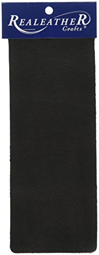 Realeather Deertan Leather for Crafting, 3-4oz, Black