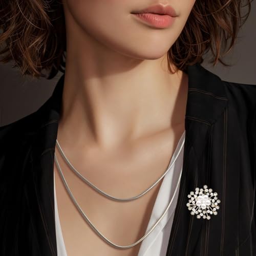 Image of 4 Pcs Pearl Brooches and Pins for Women,Elegant Broches for Daily Wear and Commemorative Occasions