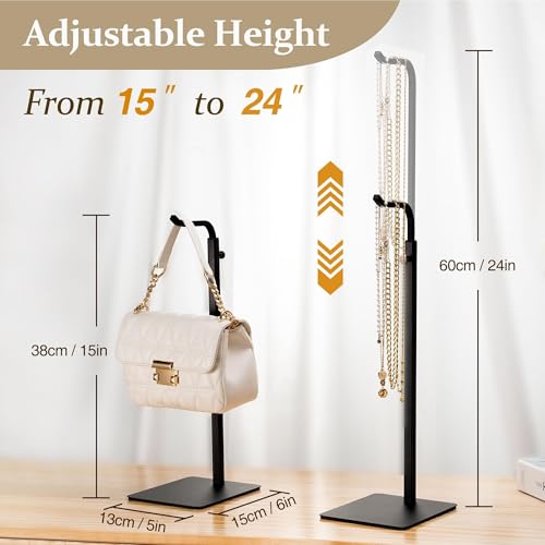 Josmimic Verstellbarer Handtaschenhalter in Schwarz, Taschenständer für Tisch oder Schrank, geeignet für Taschen und Kränze, ideal für Geschäfte (1 Stück)