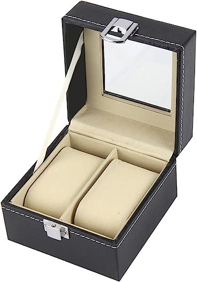 Clixera Watch Display Box, 2-Slot Watch Case black PU Leather Watch Box with Clear Lid Removable Watch Pillow, Watch Box Organiser for Watch Jewellery Decoration | Black (B0CBFY9YP8) Amazon Price History, Amazon Price Tracker