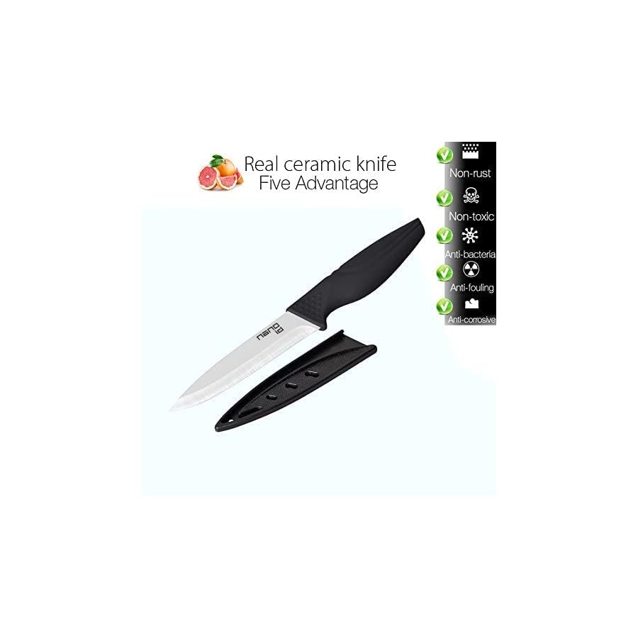 Steak Knives set of 6, Nano ID Ceramic Stake Knife Sharp Ceramic Knife Perfect Festival Present (black)