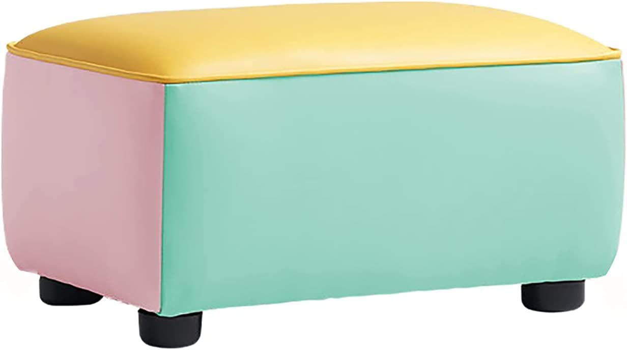 Repose-pieds rectangulaire en similicuir canapé salon marron 24x15x13
