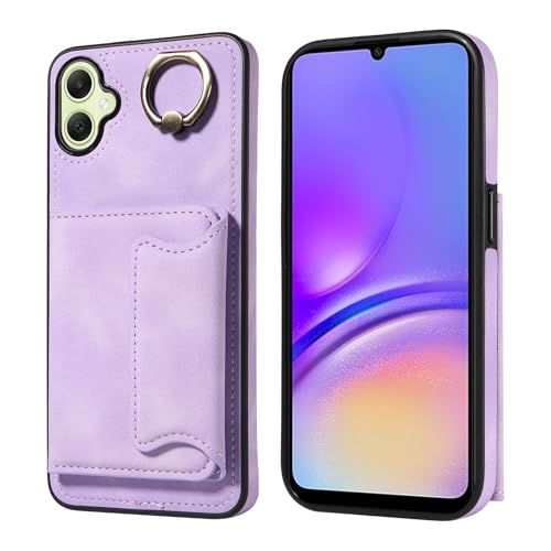 Coque Samsung Galaxy A05 4G avec étui portefeuille en cuir violet et porte-cartes