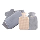 3 Set Hot Water Bottle,Rubber Hot Water Bag with Soft Faux Rabbit Fur Waist Cover,Velcro Fixed Desig