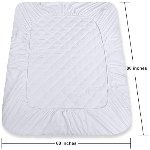 Utopia Bedding Queen 2 Pack Quilted Fitted Mattress Pad, Queen Size, Elastic Fitted Mattress Topper Protector and Cover Stretches up to 16 Inches Deep, Machine Washable (White)