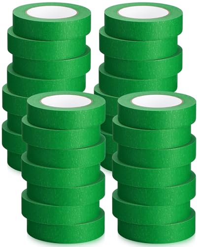 Image of Fainne 40 Pcs Green Painters Masking Tape Bulk 1 Inch x 55 Yard, General Purpose Paint Band Removable Adhesive Tape Multi Surface Roll for Painting Labeling School Supplies