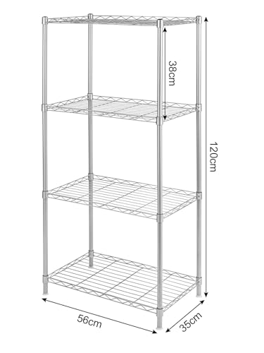 4 Tier Storage Shelving Unit Multipurpose helving Unit 120x56x35CM Metal Storage Shelf Rack for Laundry Bathroom Kitchen Office - Image 4