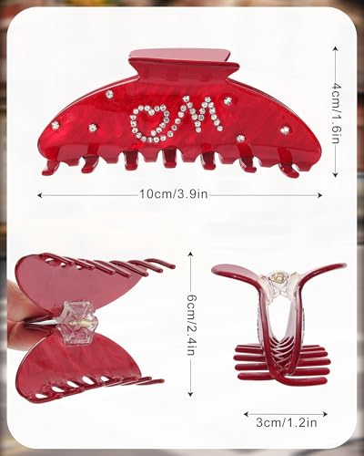 Pinza para cabello WELROG roja 3.9 in acrílica miniatura 2