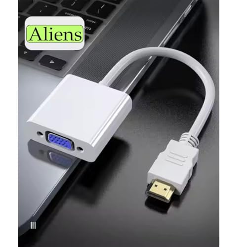 Image of Aliens HDMI to VGA Adapter High-Speed 1080P HDTV Converter Male to Female with Audio Cable for Computer, Desktop, Laptop, PC, Monitor, Projector, HDTV & Other Devices with HDMI (Pearl White)