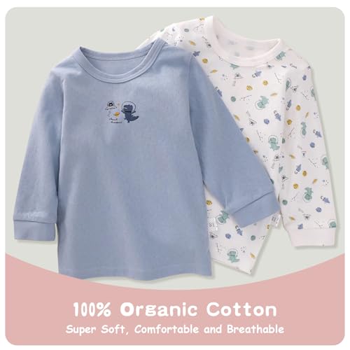 100% Organic Cotton 1-5T 2-Piece Unisex Shirts Baby Toddler Long Sleeve4