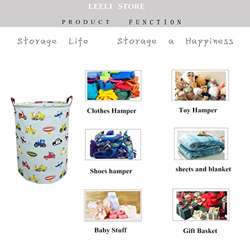 Leeli Large Cotton Storage Basket,Baby Laundry Basket With Handle Storage Bin Laundry Hamper For Nursery Clothes Toys Kids Boys And Girls(Blue Car) #TOP3