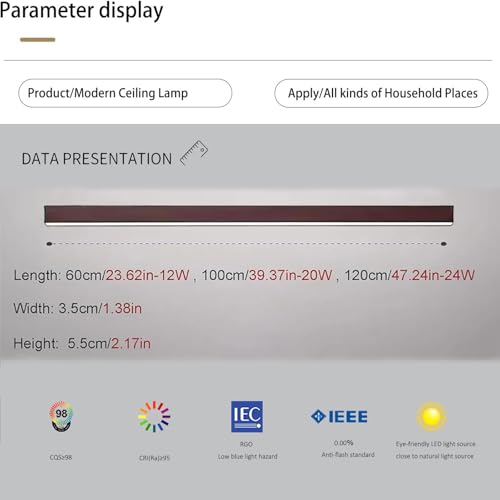 Plafonnier LED bois rectangle 100cm noyer avec télécommande pour salon - 2