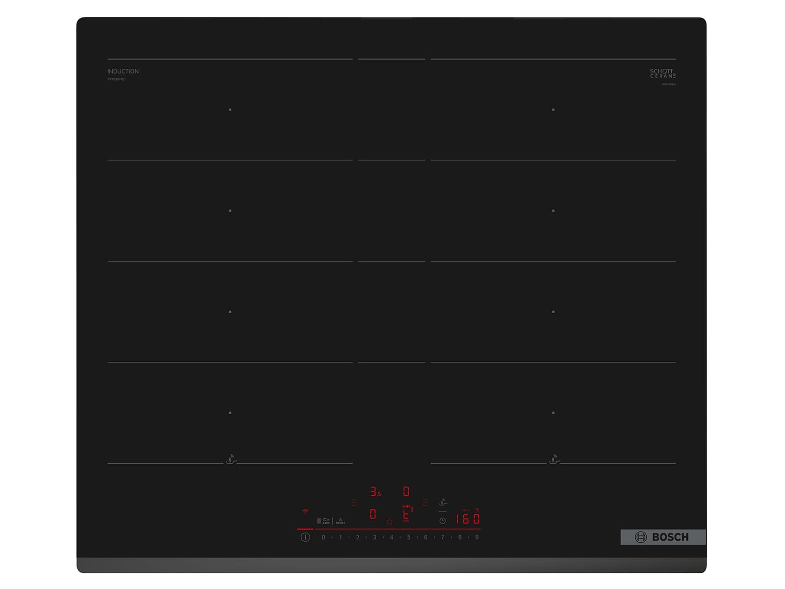Bosch PXY63KHC1E, Series 6, Induction Hob, 60 cm, 4 Burns, Black