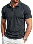 EKLENTSON Golf Polo Shirts for Men 3-Button Moisture Wicking Short Sleeve Stretch Quick Dry Collared Tshirts Black,XL