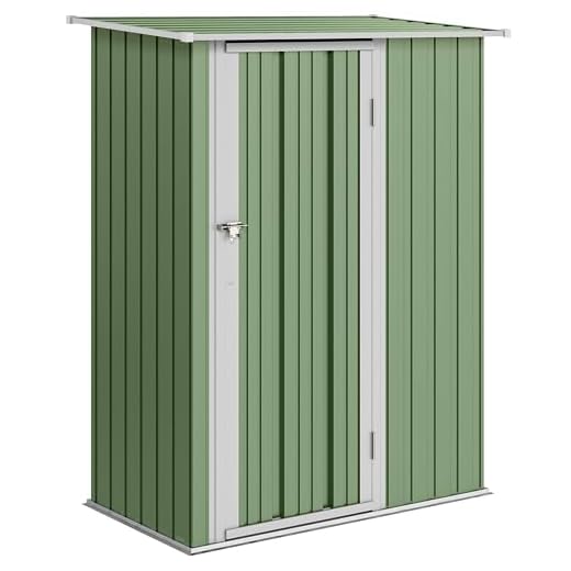 Outsunny Casetta da Giardino Porta Utensili in Lamiera di Acciaio, Capanno da Giardino in Acciaio con Porte, 142x84x189cm, Verde
