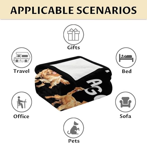 Golden Retriever Blanket - 30x40 Inches Size for Baby - Soft Fluffy Throw for Couch, Work - Black Funny Fuzzy Gifts