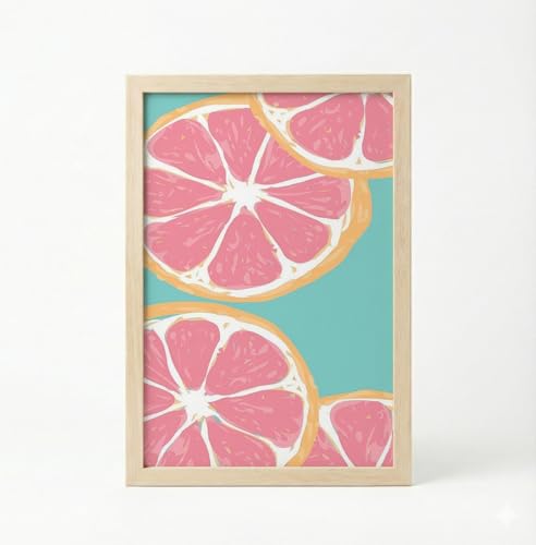 Image of BLINKART Fruit Pattern Aesthetic Modern Art Walls With Frame | Natural Wood Texture | Living Room Bedroom Office Wall Decoration | Poster Home Decor Frames Wall Bedroom | 12x8 Inches (D578)