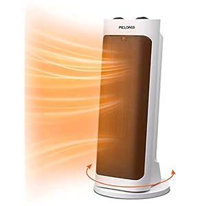 PELONIS Portable Space Heater with 70° Oscillation & Thermostat, Quiet Electric Desk Heater for indoor use, Easy Control, Over Heating & Tip-over Switch Protection for Office, Home, Bedroom, White