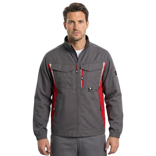 BWOLF DRIFT Giacca da Lavoro da Uomo Primavera/Estate/Autunno in Tessuto Ripstop Molti Tasche, grigio., XXL