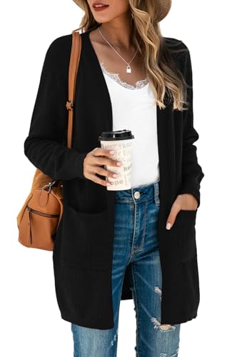 Image of TASAMO Cardigan Sweaters for Women Long Sleeve Open Front Casual Knit Fall Coat Oversized Soft Outwear with Pockets