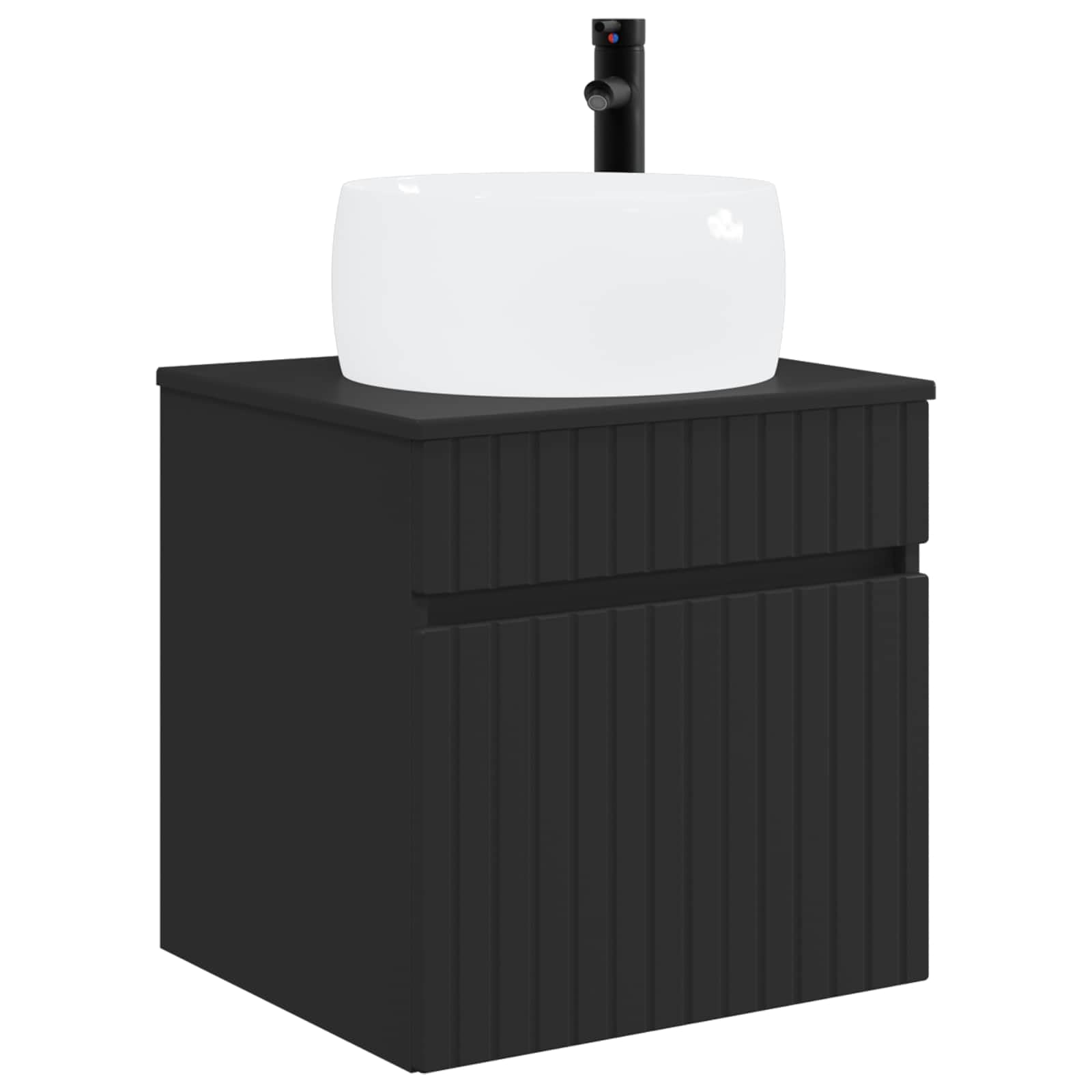 Vidaxl Black Wall-Mounted Sink Vanity 49 X 44.5 X 66 Cm,