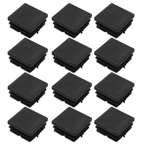 Image of Bonsicoky 12 Pack 1 inch Square Plastic Plugs, Black Tubing End Caps Plugs Insert for Square Tube and Furniture Legs