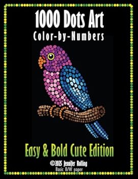 Paperback 1000 Dots Art Color-by-Numbers: Easy & Bold Cute Edition Book