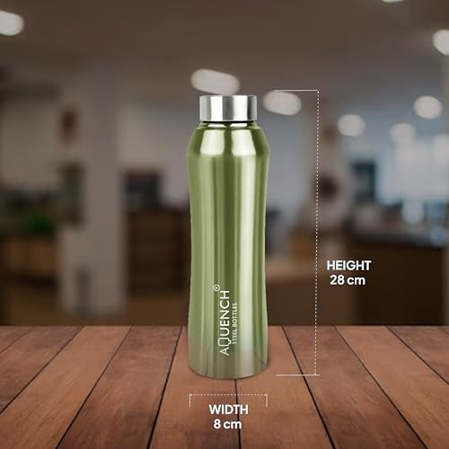 Image of Stainless Steel Water Bottle 1 Litre Bottles for Kids Girls Boys School Adults Office Gym(Green Colour, Steel Cap, Set of 1, 1000 Ml)