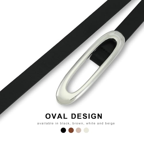 Women Skinny Belt for Jeans Pants Thin Waist Ladies Faux Leather Belt with Water Droplet Buckle4