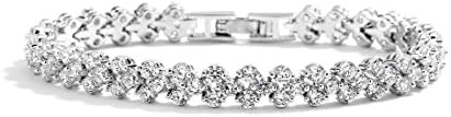Mariell Platinum Plated Cubic Zirconia Crystal Tennis Bracelet for Bridal, Wedding, Prom & Everyday Wear
