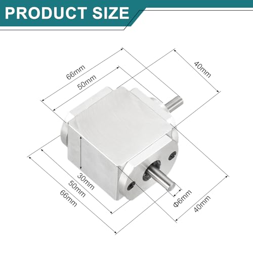 Image of uxcell Gear Box 90 Degree Right Angle Bevel Gearbox 1:1 Right Single Output Shaft 1 Module 20 Teeth Bevel Gear Aluminum Frame Simple Mechanical DIY Module 6mm Shaft,66x66x30mm(LxWxH)