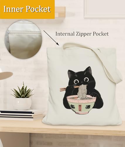 Image of Cat Gifts Tote Bag for Women Girls, Cat Lover Gifts Tote Bag for Daughter Besties, Medium Size with Inner Pocket