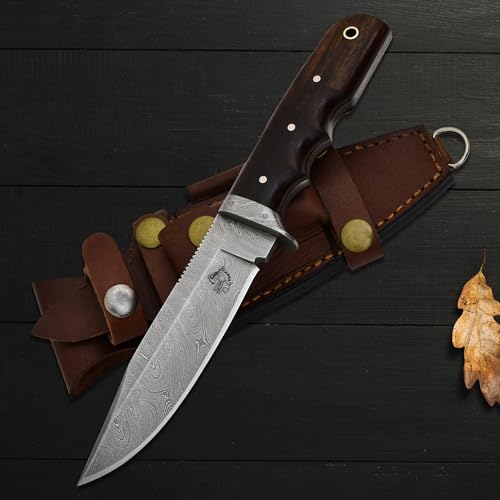 Knives Ranch 9-1/2" Handmade Hunting Knife- Full Tang Damascus Bushcraft