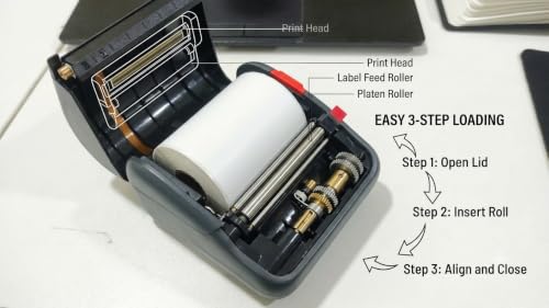 Image of Wireless Bluetooth Label Printer 3 Inch, Inkless Thermal Printer for Shipping, Address, Barcode, QR Code & Product Labels, Portable Label Maker for Small Business, Office & Home