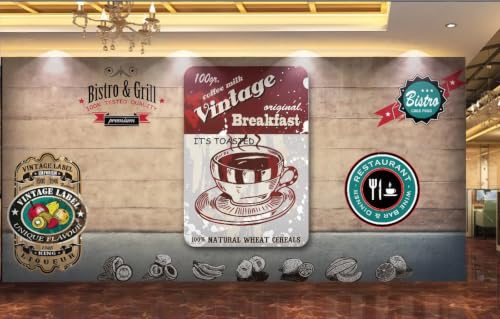 Affiche de Café Papier Peint Mural Restaurant 3D Retro - 3