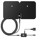 1byone 4K Double Panel HDTV Antenna, Indoor/Outdoor Amplified Digital TV Antenna Waterproof Support UHF VHF 4K Ultra HD Freeview Channels with 26ft Coaxial Cable (Renewed)