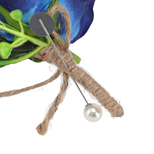 5PCS Artificial Rose Wedding Boutonniere White Handmade Corsage Buttonhole Flowers with Pins for Men Groom Bride Suit Prom Banquet Party Decor Blue - Image 4