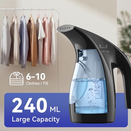 Image of HiLIFE Steamer for Clothes, Portable Handheld Design, 240ml Big Capacity, 700W, Strong Penetrating Steam, Removes Wrinkle, for Home, Office(ONLY FOR 120V) (Ink Black)